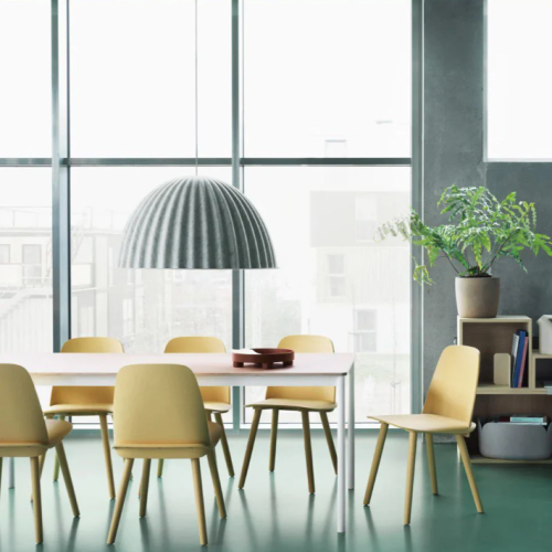 Acoustic Lighting. The Bell Pendant  These felt pendant lights offer more than illumination—they bring acoustic warmth and sculptural elegance to any space. Ideal for open-plan interiors, dining areas, or quiet corners where calm and character meet.